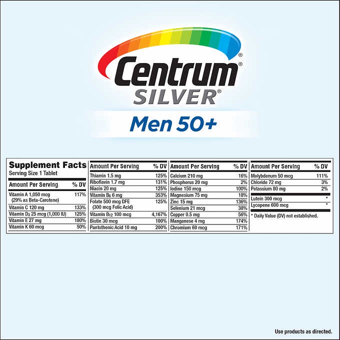 Centrum Silver Men 50+ Vitamin tổng hợp Centrum Men 50+ Mẫu mới 275 viên của Mỹ