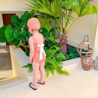 Bikini kẻ cam cho bé gái ko kèm mũ