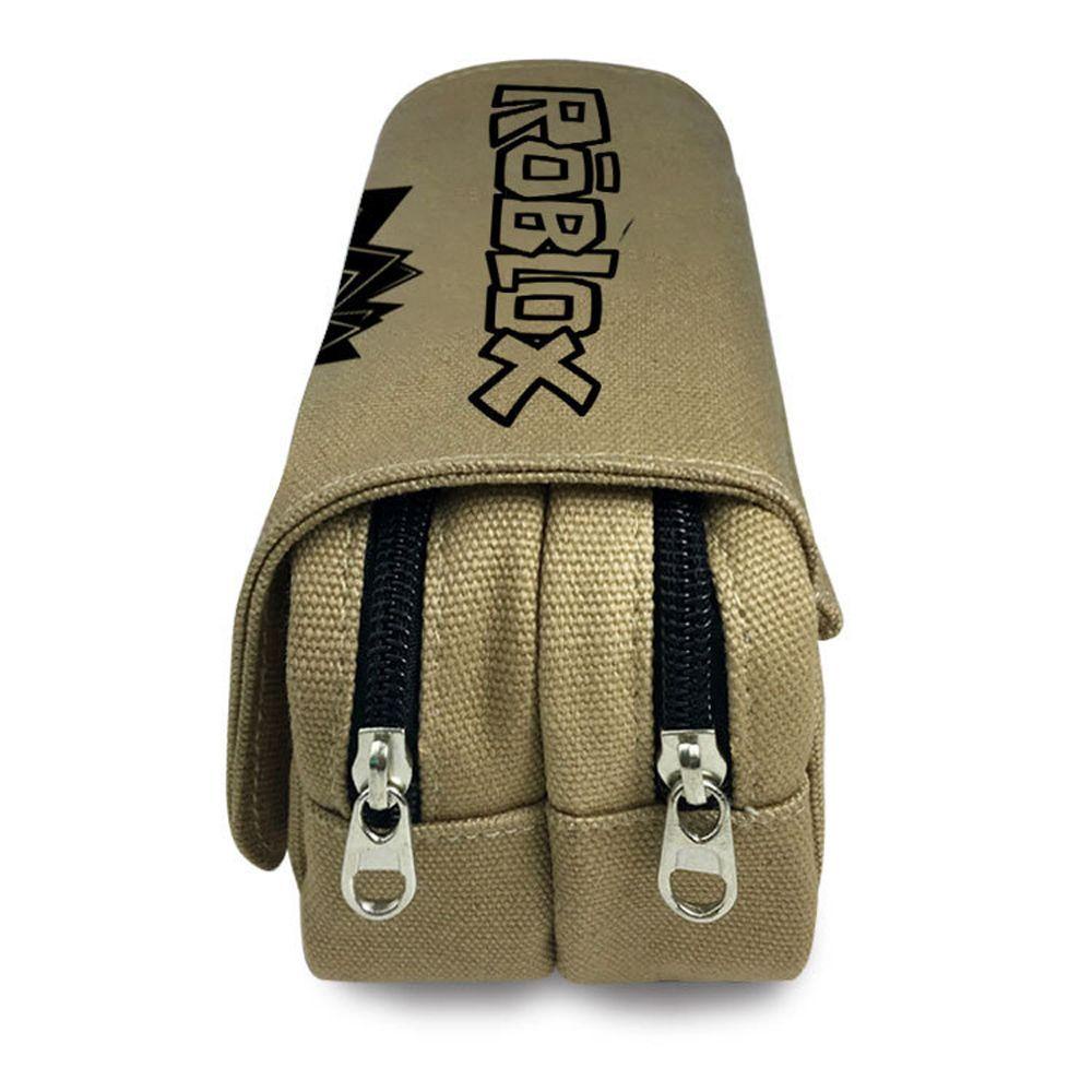 Túi Đựng Bút Bằng Vải Canvas Hai Lớp Đa Năng Có Khóa Kéo In Hình Roblox Dễ Thương