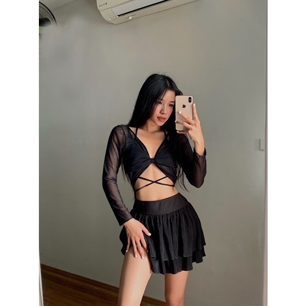 Ella black set/ set áo chân váy
