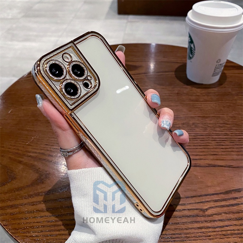 Ốp Điện Thoại Mềm Trong Suốt Viền Thẳng Mạ Điện Lấp Lánh Cho iPhone 11 12 13 Pro Max Iphonexr