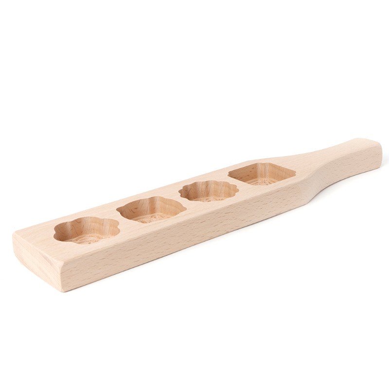 Khuôn Gỗ Làm Bánh Trung Thu / Xà Phòng / Bánh Trung Thu / Bánh Quy / Socola Hình Hoa 4 Ngăn Diy