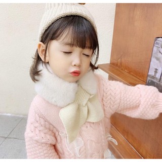 Khăn lông choàng cổ thắt nơ cho bé gái