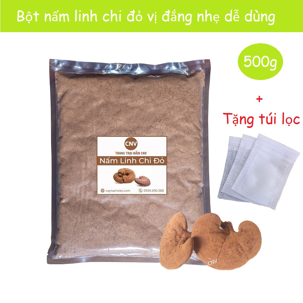 Nấm linh chi đỏ Việt Nam xay bột 500g (Xích chi vị đắng nhẹ dễ dùng)