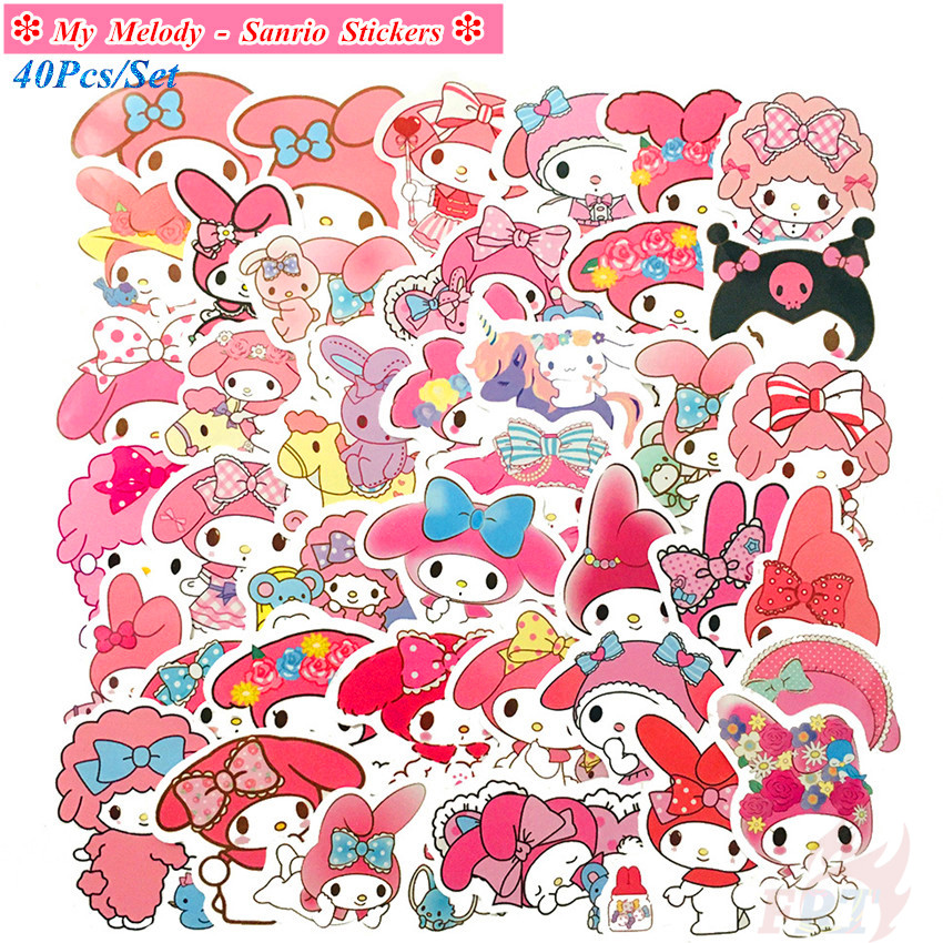❉ My Melody Series 03 - Sanrio Character Anime Stickers ❉ 40Pcs/Set DIY Decals Stickers for Album Diary Laptop Scrapbooks Skateboard