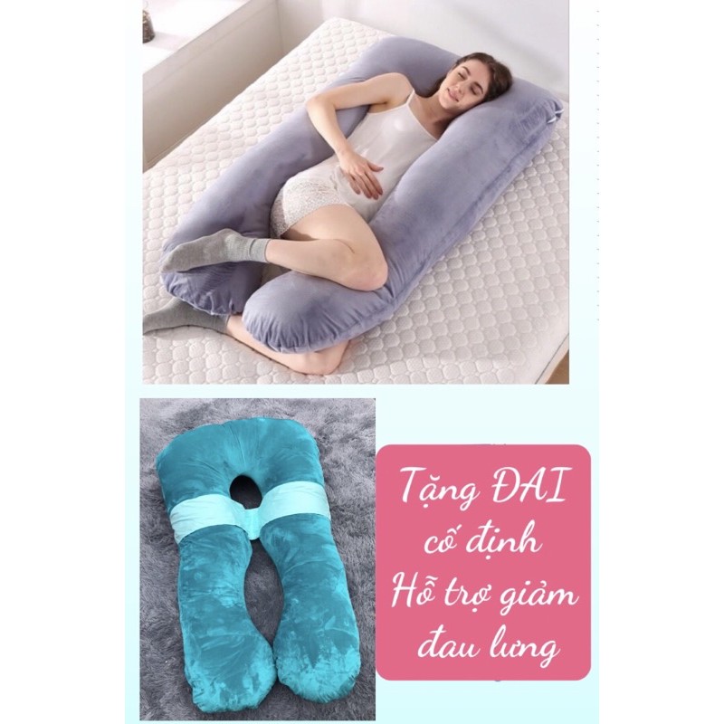 GỐI ÔM NHUNG BÀ BẦU TẶNG ĐAI CỐ ĐỊNH
