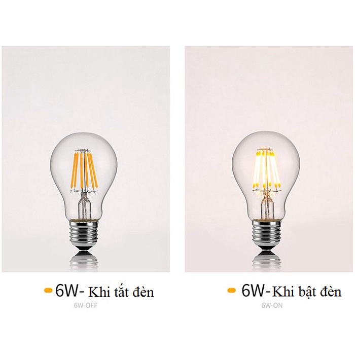 Bóng Đèn Led Edison A60 6W Đui E27 Ánh Sáng Cổ Điển, Bóng Đèn Tròn Trang Trí Shop HL Lighitng