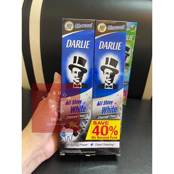 COMBO 2 Tuýt Kem Đánh Răng Ông Tây Đen Darlie Tea Care 160g & Charcoal Clean 140g.