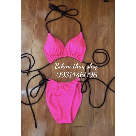 Set bikini 2mảnh phối dây đen sexy hàng thiết kế ( Hàng có sẵn video +hình thật)
