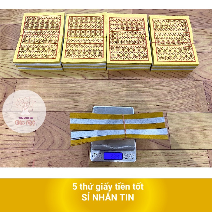 5 Thứ giấy tiền tán Tiền Vàng, Tiền Trắng, Vãng Sanh, Thanh Y, Thiên Khối LOẠI LỚN HÀNG ĐẸP - Vàng Mã Sỉ Lẻ Giá Rẻ