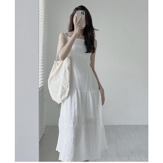 ĐẦM MAXI TẦNG XỐP CỘT NƠ VAI