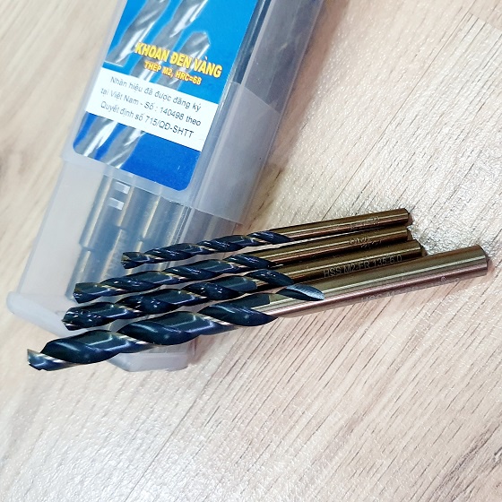 Set Gồm 2 Mũi Khoan 4,2mm-5,0mm-6,0mm-8,0mm Màu Vàng Đồng Đường Xoắn Màu Đen Chất Liệu Thép Gió