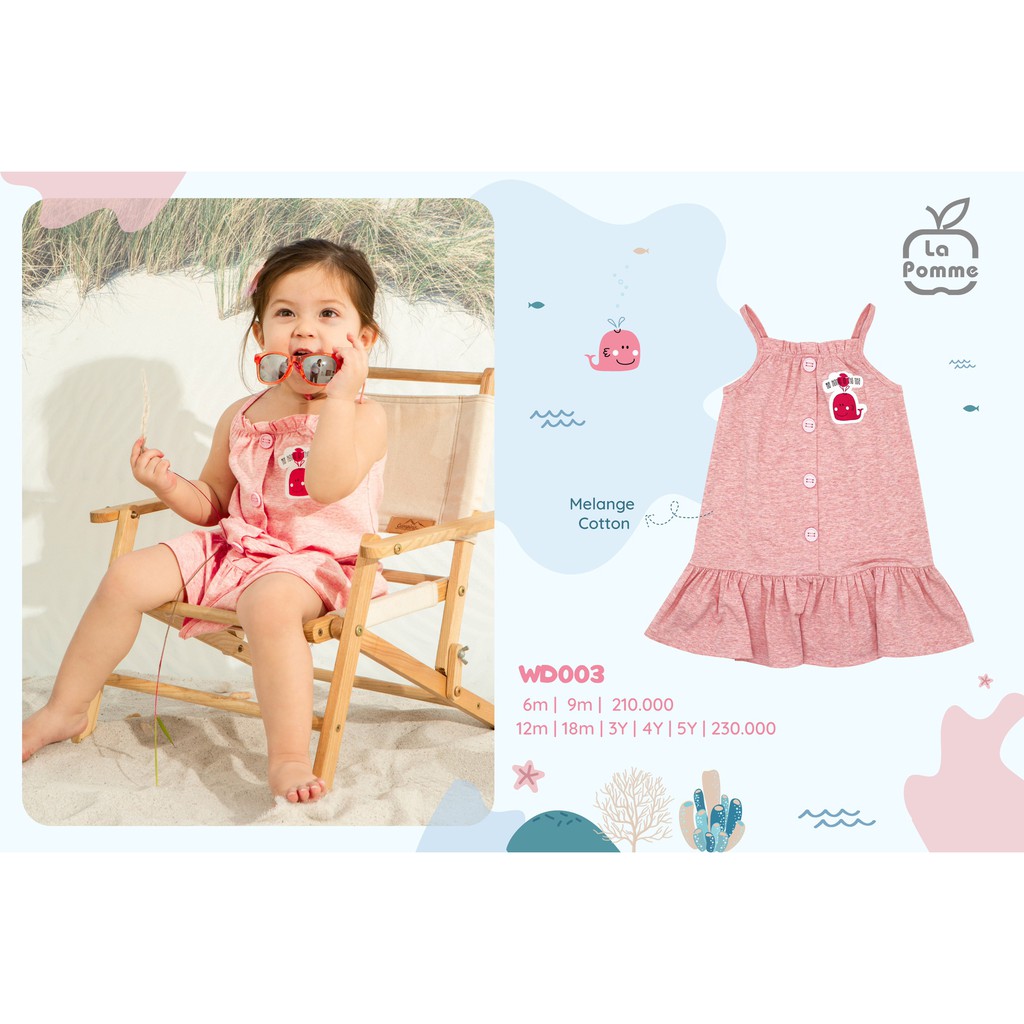 WD003 Đầm hai dây La Pomme Cá voi vui vẻ