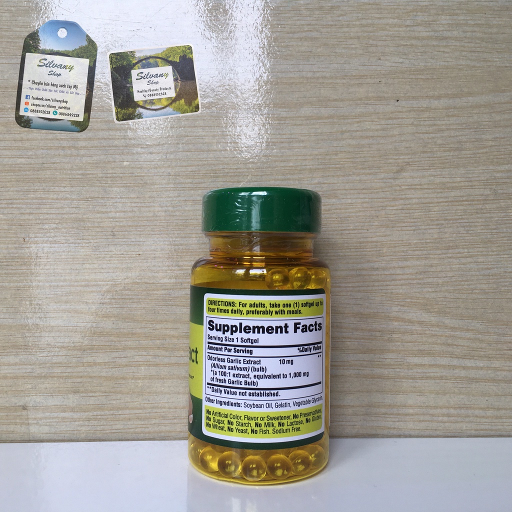 Viên Tinh Dầu Tỏi Odorless Garlic Extract 1000mg Puritan - Tăng Cường Miễn Dịch