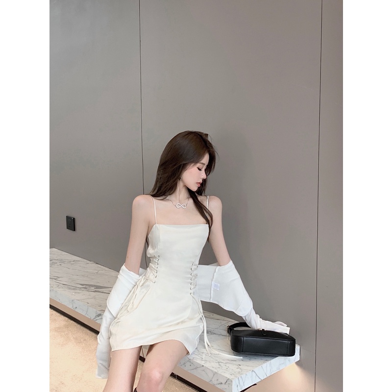 Đầm nữ dáng xòe hai dây thắt eo hàng đẹp Emilyshop ulzzang