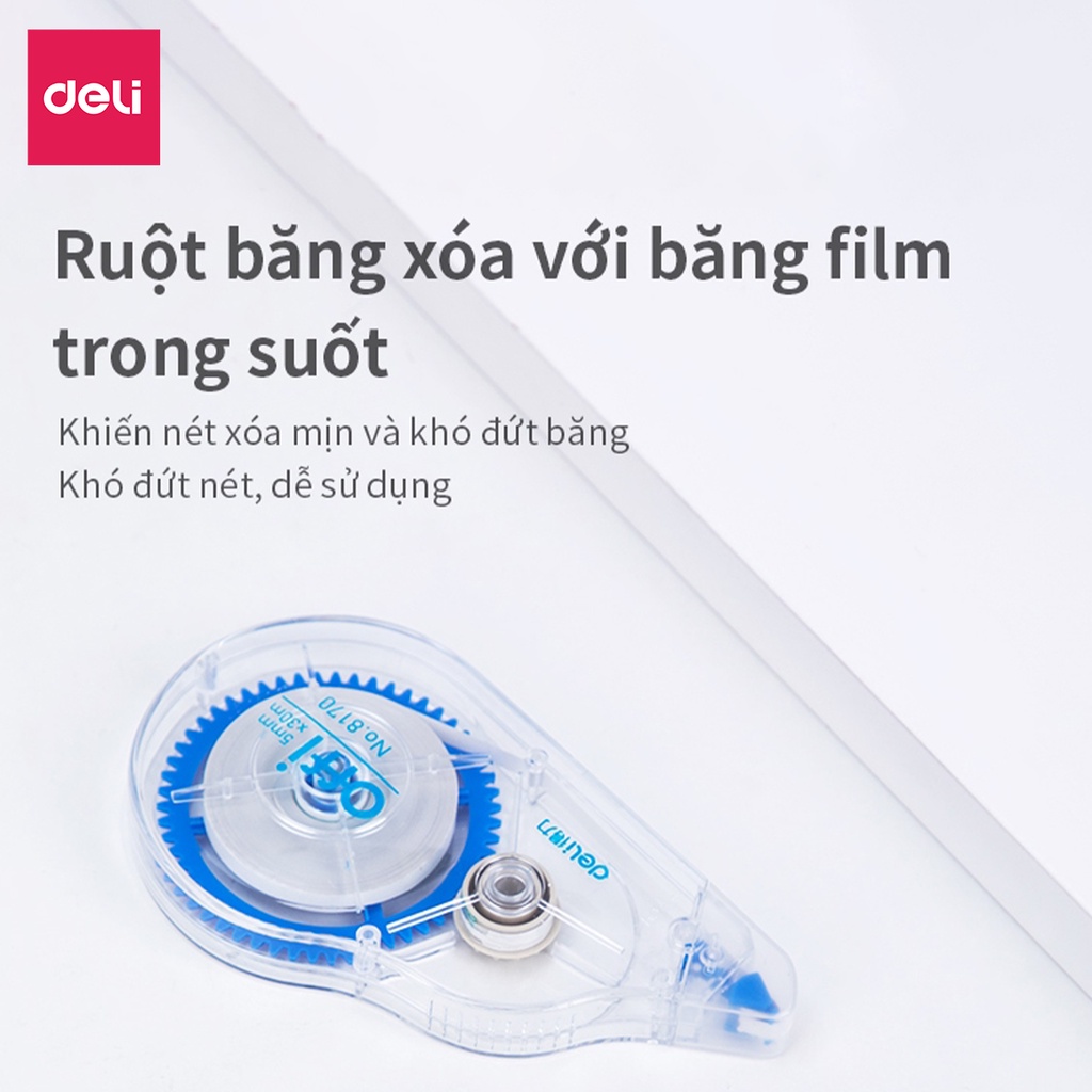 Set bút xóa băng cao cấp Deli Dài 30m/c - 2 chiếc/vỉ - 8170