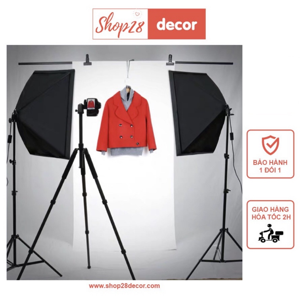 Bộ đèn studio chụp ảnh, quay phim, Livestream chuyên nghiệp, cao 2m softbox 50x70cm