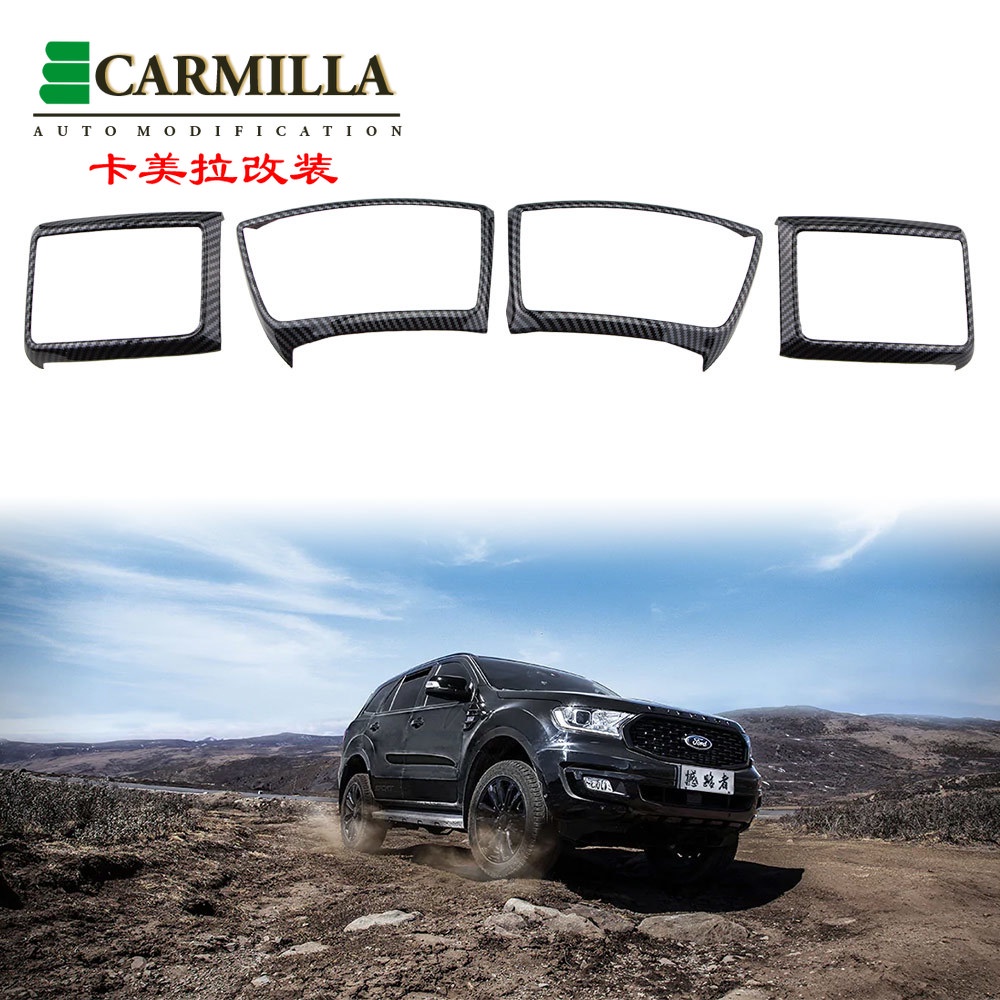 4 Miếng dán bằng sợi carbon tiện dụng để trang trí cho lỗ thông khí xe Ford Everest 2016-2020 2021 + Acc.