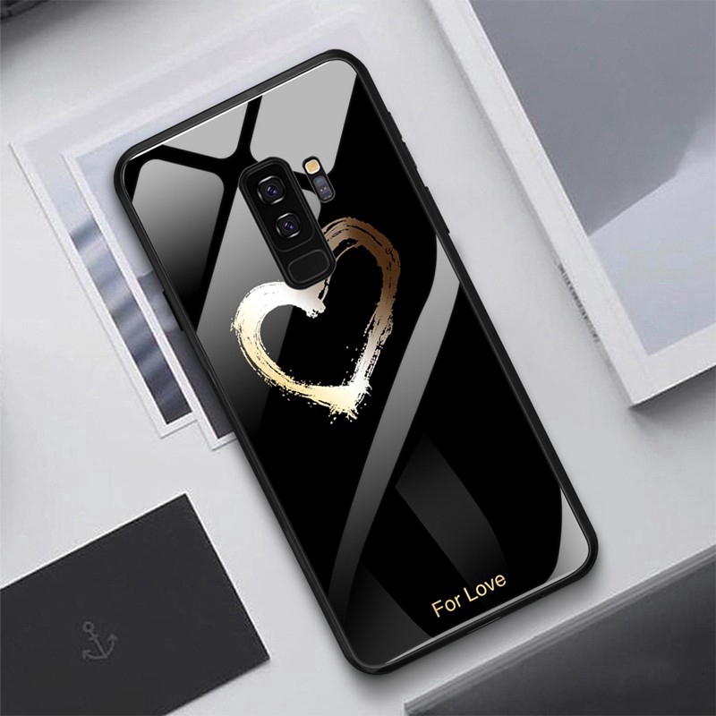 Ốp điện thoại mặt kính cường lực in hình sơn vẽ đẹp mắt cho Samsung Galaxy S9 S8 Plus Note 8