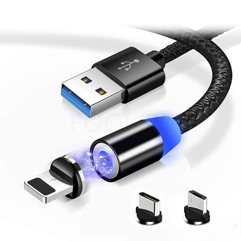 Cáp sạc nhanh / Đầu cắm từ tính USB-C Type C / Ios / Micro USB 360