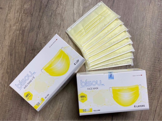 [Chính hãng] khẩu trang y tế bisou đủ màu 4 lớp - hộp 50c | BigBuy360 - bigbuy360.vn