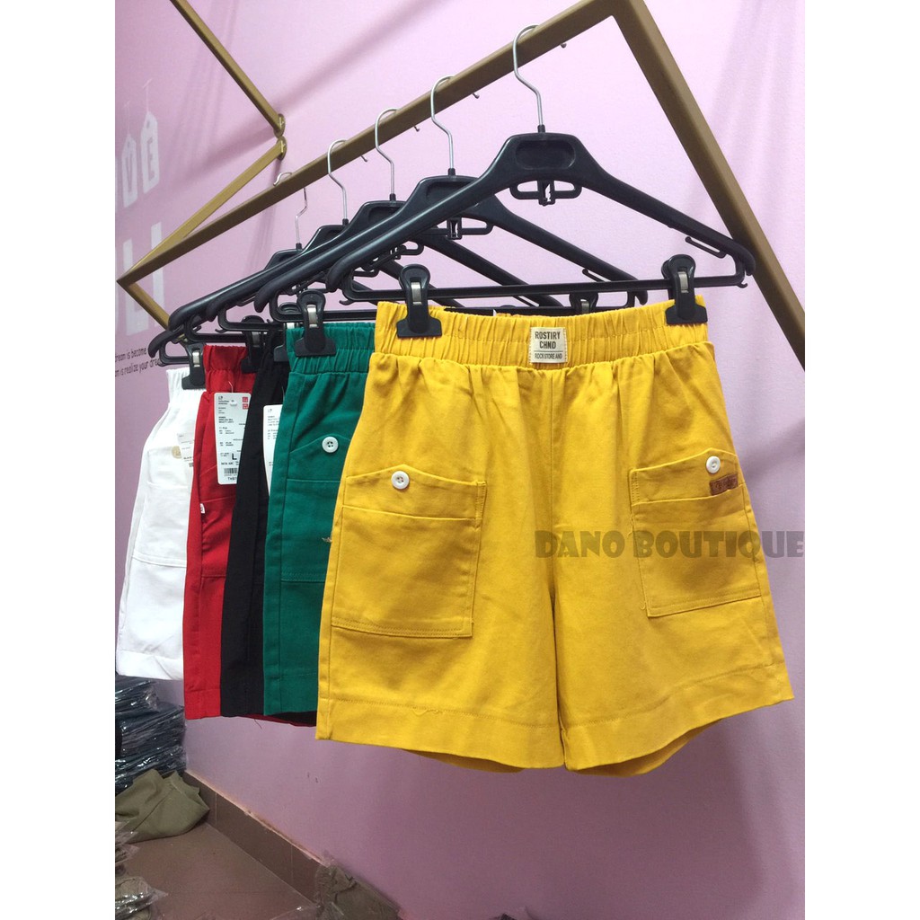 Quần đùi mặc nhà nữ trơn Kanimi, quần short thun kaki dáng rộng cạp chun mặc nhà siêu mềm mát