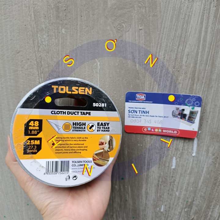 BĂNG KEO VẢI DUCT TAPE - SIÊU DÍNH 48mm*25m TOLSEN 50281