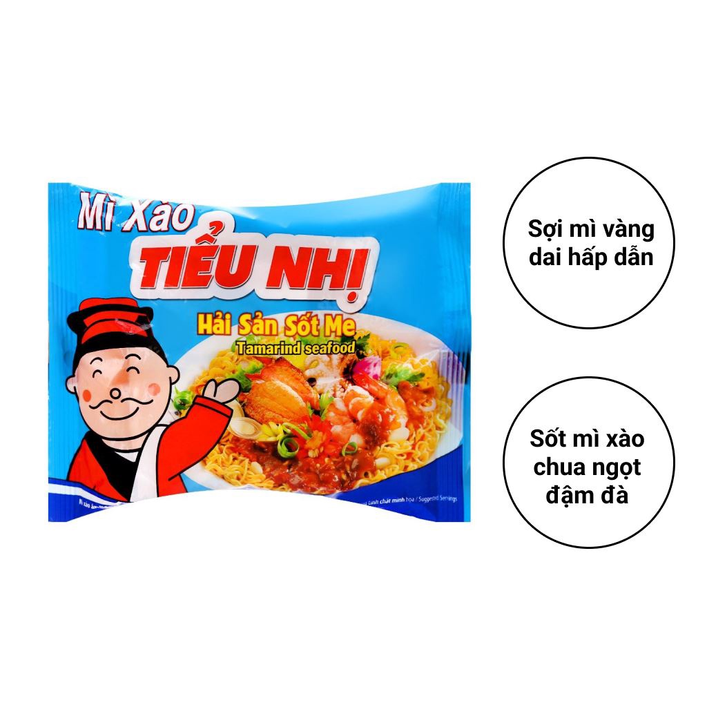 Thùng 30 gói mì xào Tiểu Nhị Hải sản xốt me gói 72g