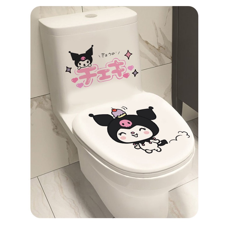 Sticker Dán Toilet Bằng Pvc Chống Nước Họa Tiết Kuromi Dễ Thương Thời Trang 2022