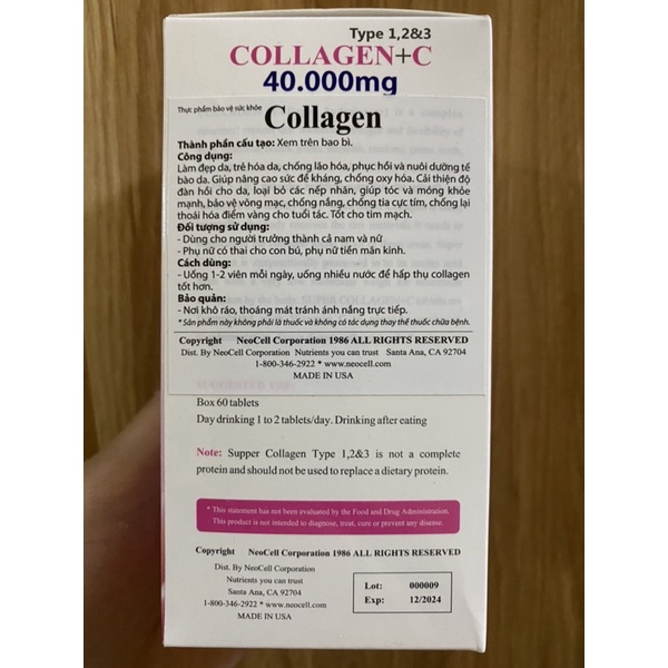 Viên uống đẹp da collagen 40.000mg USA- hết nám da, làm căng mịn, mờ nếp nhăn
