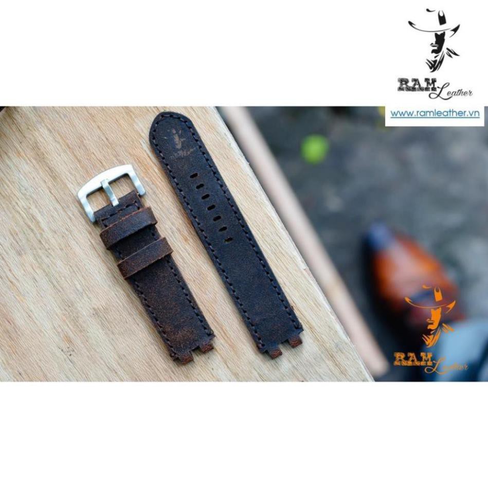 ( HÀNG CHÍNH HÃNG ) DÂY ĐỒNG HỒ PEBBLE STEEL DA BÒ MÀI NHÁM CAO CẤP RAM LEATHER *