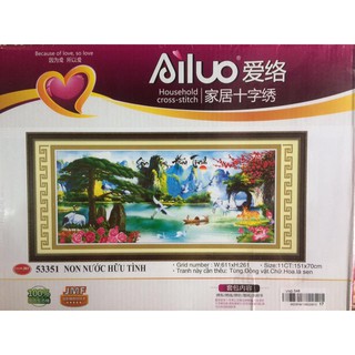 Tranh thêu chữ thập Sơn Thuỷ Hữu Tình I 151x70cm I AL53351