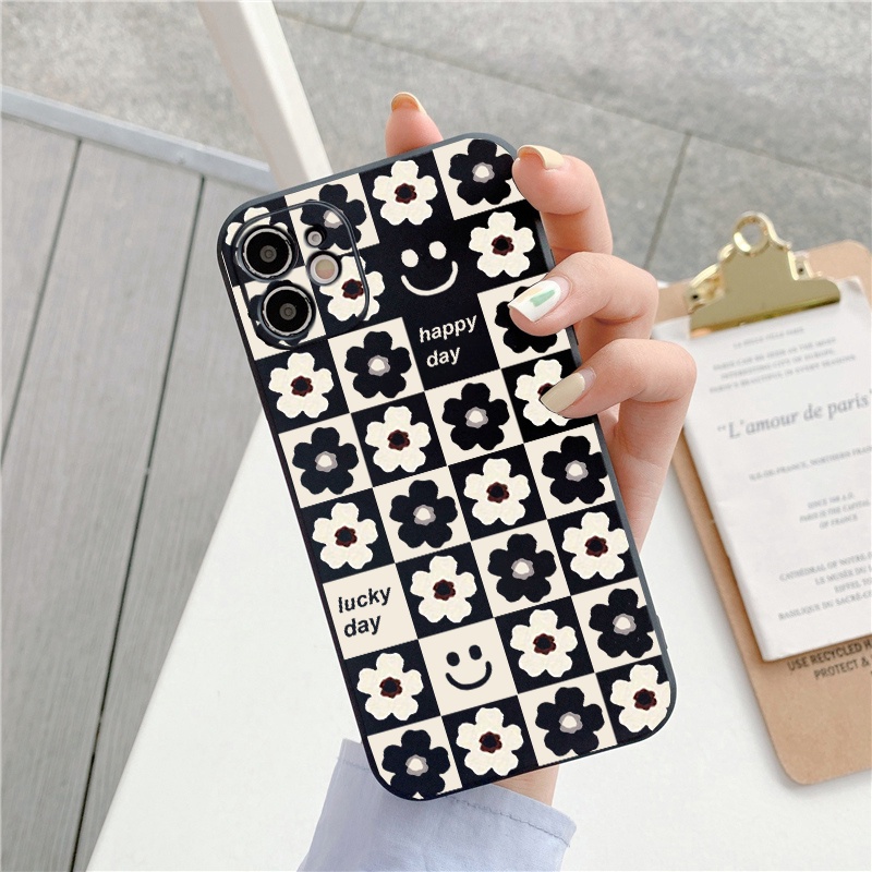 Ốp lưng iphone Hoa caro ốp viền vuông chống sốc iphone 6splus/7/7plus/8/8plus/x/xr/xs/11/12/pro/max/plus/13promax e195