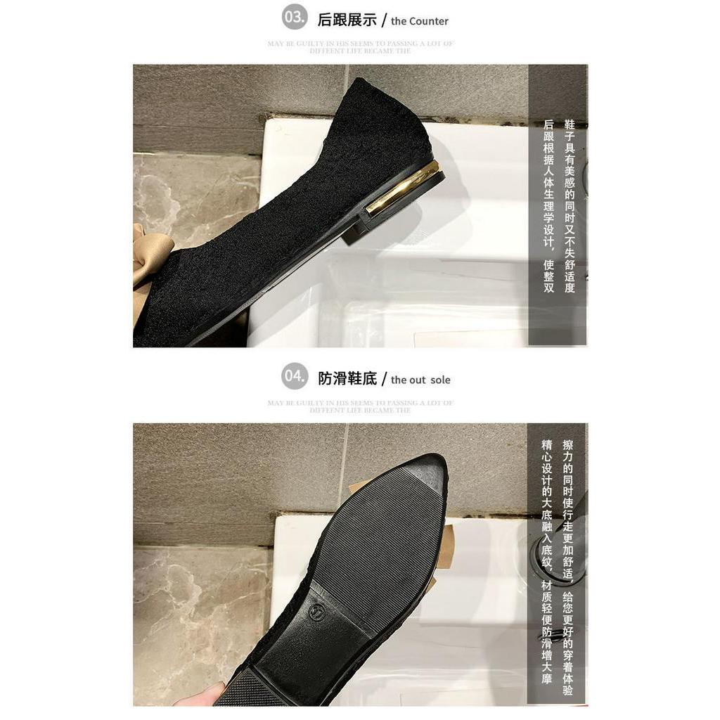 Giày Búp Bê Mũi Nhọn Phối Nơ Thời Trang 2021 Cho Nữ