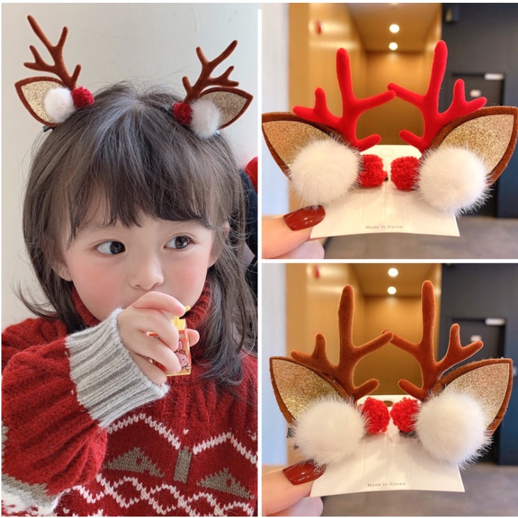 Kẹp tóc phong cách giáng sinh dễ thương bờm tóc giáng sinh 2021