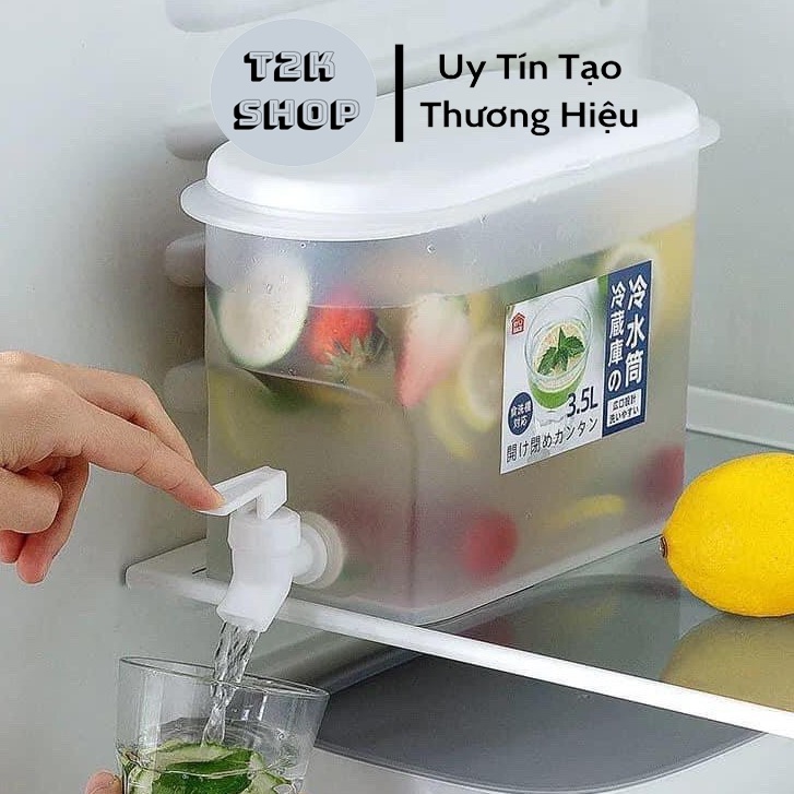 Bình Đựng Nước 3,5L Có Vòi Siêu Tiện Dụng, Hộp Để Tủ Lạnh Đựng Nước Chanh, Detox, Nước Hoa Quả Cho Gia Đình