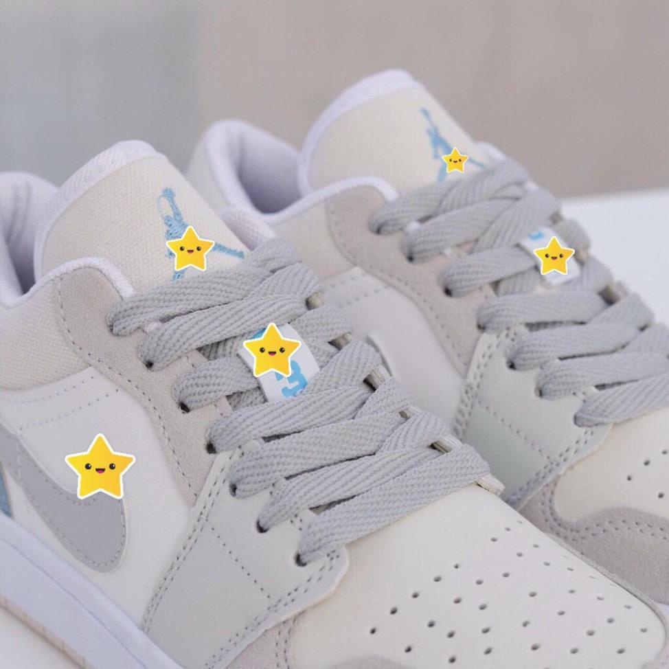 SẴN Giày Nike Jordan 1 Paris Trắng Xám JD1 Cổ Thấp Gót Xanh Sneaker Nam Nữ Thời Trang Full Box Bill