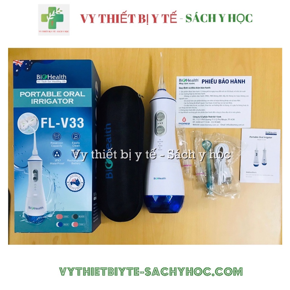 Máy tăm nước Biohealth FL-V33, thương hiệu Úc (pin sạc, 3 tốc độ)