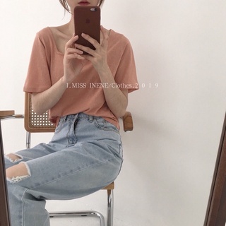 Áo thun giấy basic cổ vuông