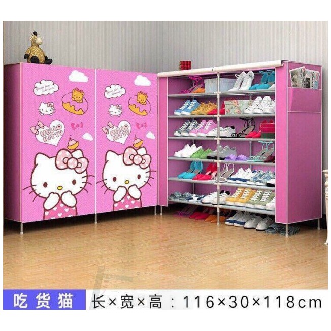 Tủ giày 7 tầng 12 ngăn ( tủ giày đôi ) Hello kitty MẪU 04