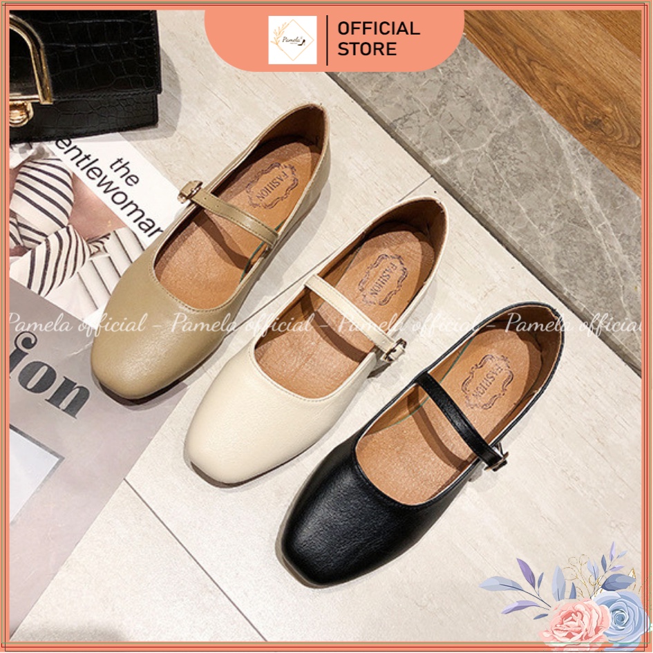 PAMELA - Giày Búp Bê Quai Ngang Mũi Vuông Công Chúa Vintage  - Gi01