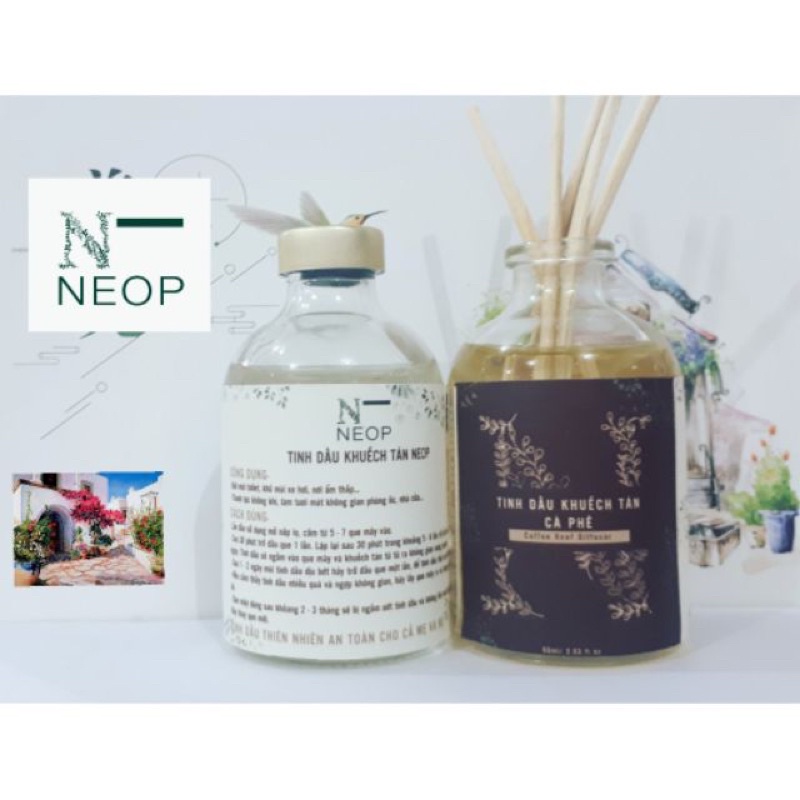 Tinh Dầu Khuếch Tán Cà Phê NEOP 60ml (Singapore) - Tặng Kèm 20 Que Mây Khuếch Tán - Coffee Reed Diffuser