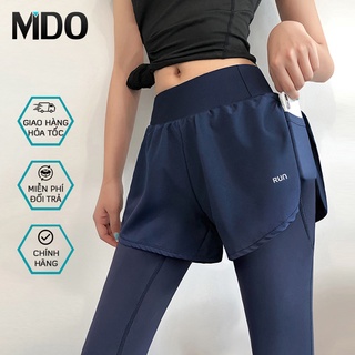 Quần tập gym nữ Louro QF50 kiểu quần tập gym liền quần short nữ tiện lợi, có túi đựng điện thoại bên hông