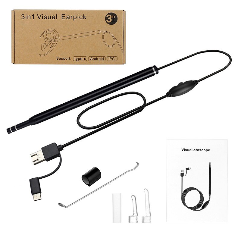 Y Tế Trong Vệ Sinh Tai Camera Nội Soi Thìa Camera Mini Tai Chọn Lấy Ráy Tai Loại Bỏ Hình Ảnh Tai Miệng Mũi Otoscope Hỗ Trợ Android máy Tính