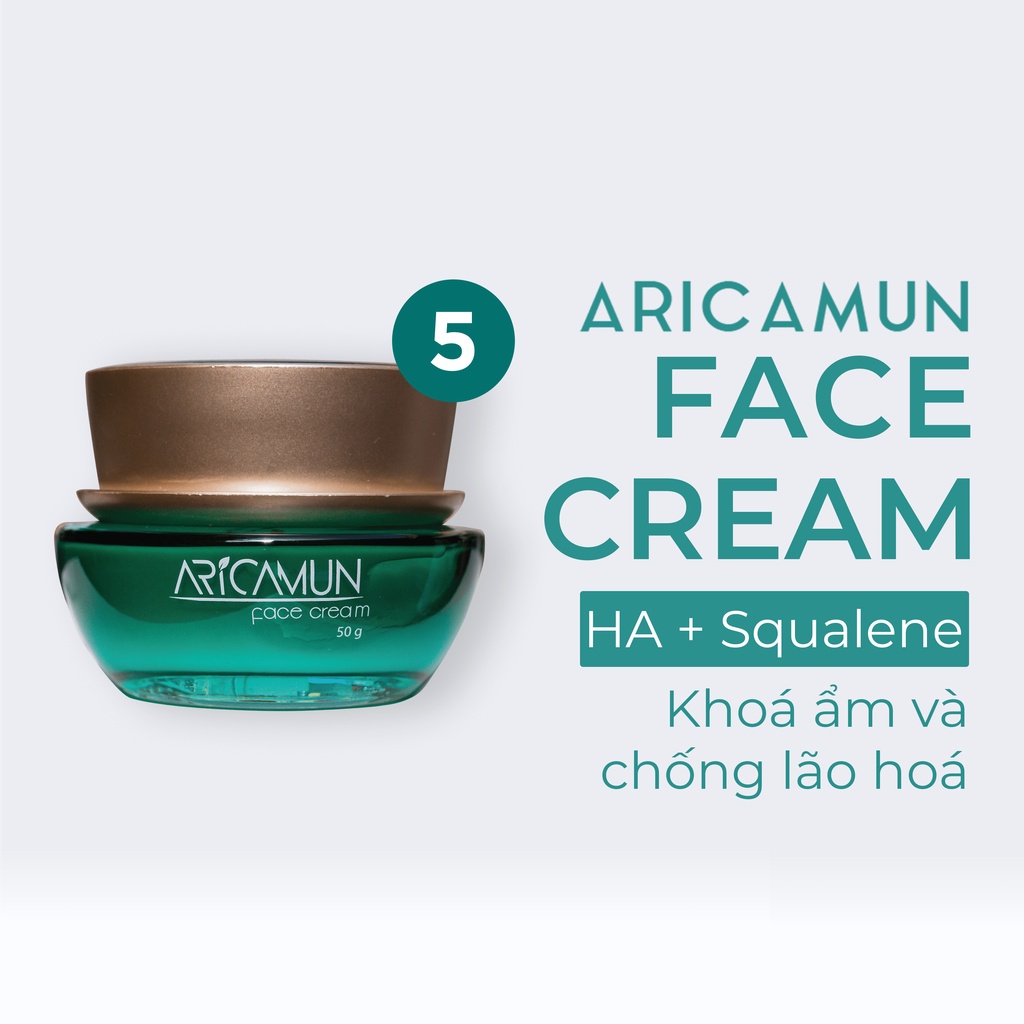 Combo Dưỡng Ẩm, Phục Hồi Và Chống Lão Hóa Aricamun: Serum HA, B5 30ml + Cream HA, B5 5