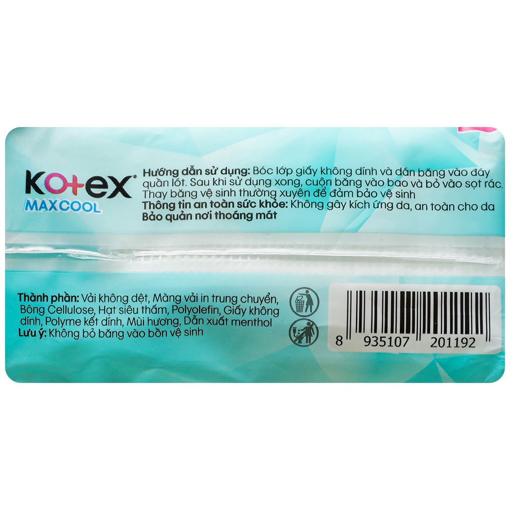 Băng vệ sinh Kotex thảo dược Cool siêu mỏng cánh 8 miếng
