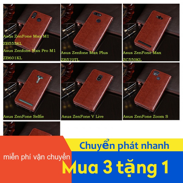 Bao da điện thoại nắp lật có ngăn đựng thẻ cho Asus Zenfone ROG Phone 3 4 5 6 7 ZS661KL ZS670KS ZS671KS ZB555KL ZB570TL ZB631KL ZB633KL ZB634KL ZC554KL ZS630KL Max Plus Pro M1 M2 Ultimate