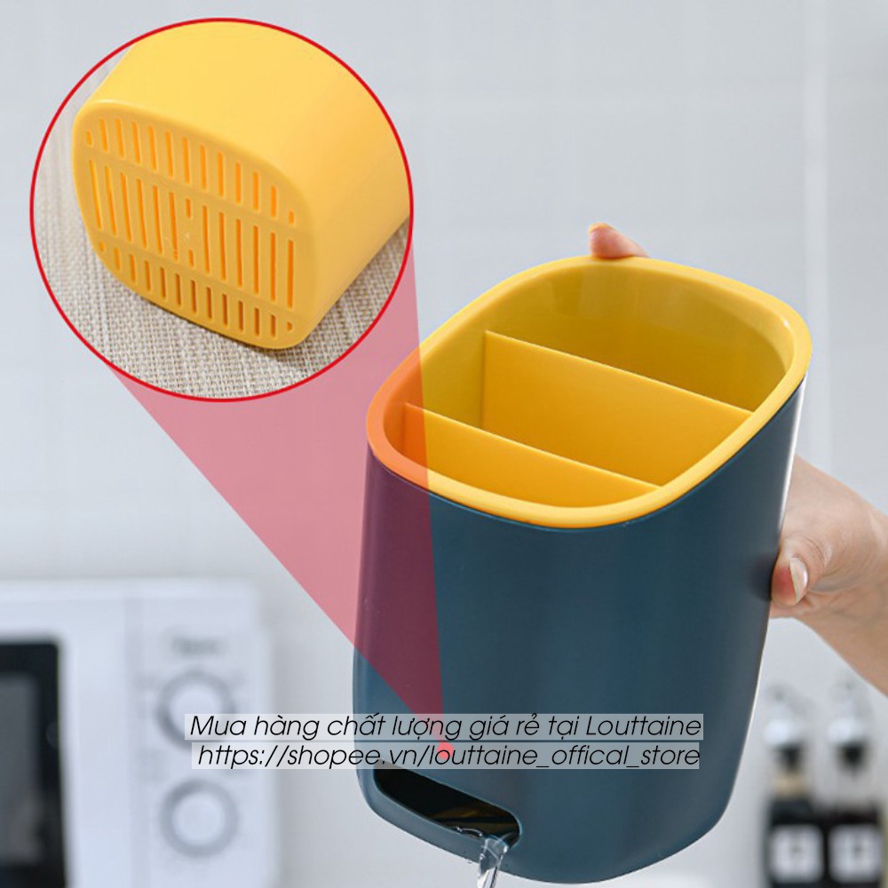 Giỏ ổng đựng đũa thìa đồ dùng nhà bếp 2 lớp đa năng, chất liệu nhựa cao cấp màu sắc bắt mắt | BigBuy360 - bigbuy360.vn