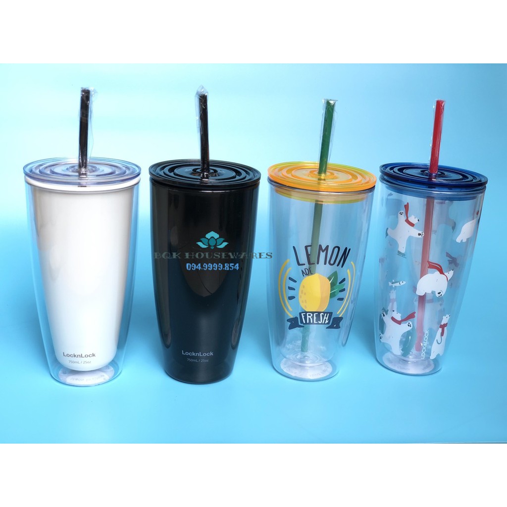 [ LOCK&LOCK ] Ly Nhựa Có Ống Hút Lock&Lock 750ml HAP507 HAP509
