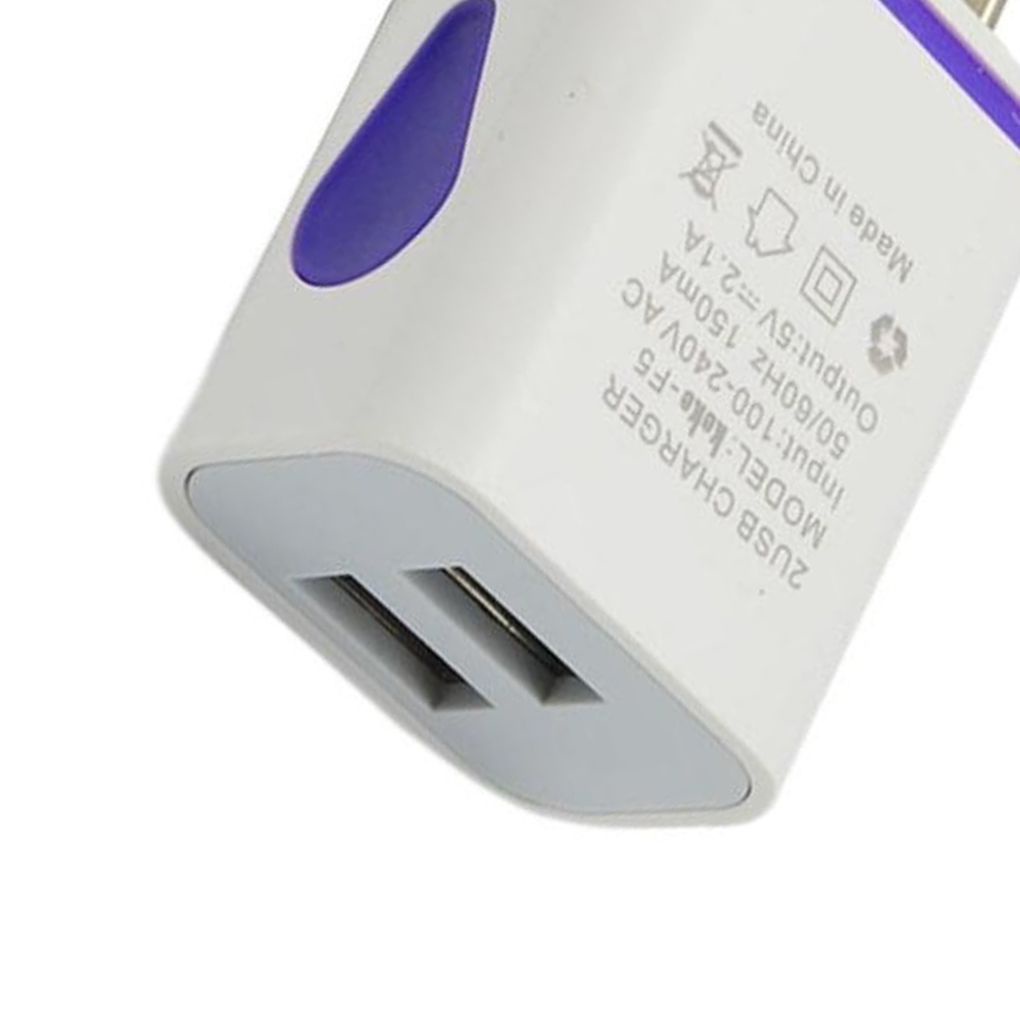 [Coco] 2 1A 5V Dual USB Ports LED Light USB Charger Wall Adapter Mobile Phone Micro Data Charging Plug